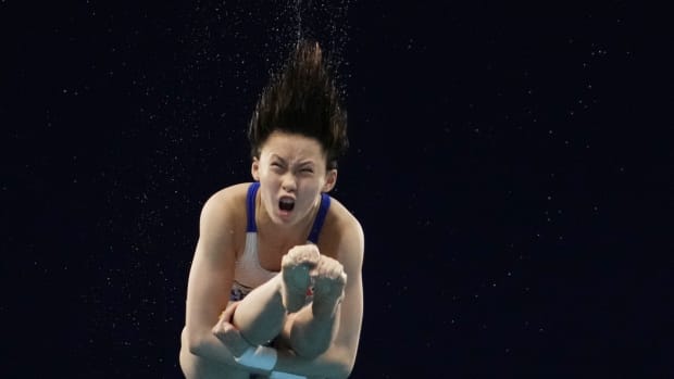 Aug 4, 2021; Tokyo, Japan; Chen Yuxi (CHN) in the women's 10m platform diving preliminary round during the Tokyo 2020 Olympic Summer Games at Tokyo Aquatics Centre. Mandatory Credit: Rob Schumacher-USA TODAY Sports