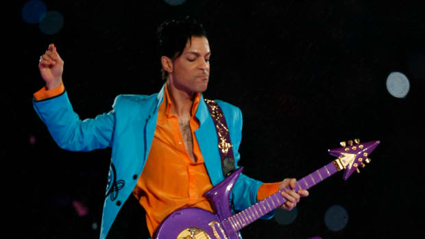 Feb 4, 2007; Miami, FL, USA; FILE PHOTO: Recording artist Prince performs at halftime during Super Bowl XLI between the Indianapolis Colts and the Chicago Bears at Dolphin Stadium. Mandatory credit: Jack Gruber-USA TODAY Network