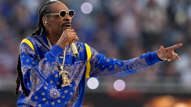 Snoop Dogg performs during halftime of Super Bowl 56 between the Los Angeles Rams and the Cincinnati Bengals, Sunday, Feb. 13, 2022, at SoFi Stadium in Inglewood, Calif. Nfl Super Bowl 56 Los Angeles Rams Vs Cincinnati Bengals Feb 13 2022 1898