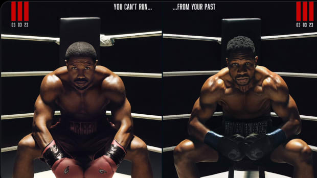Michael B Jordan and Jonathan Majors in the promotional poster for "Creed III"