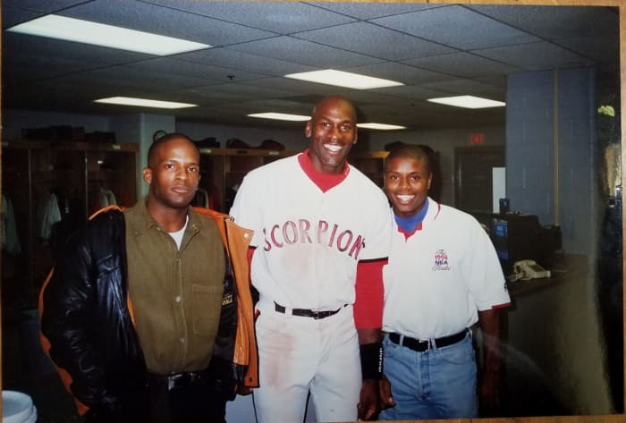 Todd with NBA legend Michael Jordan during the athlete's time with the Scottsdale Scorpions.