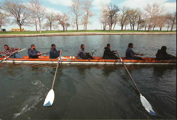 The Manley Crew on the water. © 1998 Heather Stone. Courtesy of Tribune Content Agency