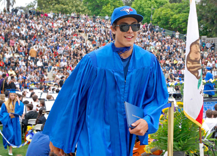 Conner Greene graduating on the same day he was drafted by the Toronto Blue Jays.