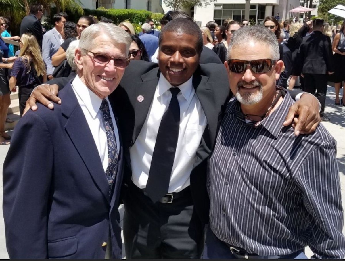 Dr. Tebb Kusserow (L) with Tony Todd and  Richard Garcia (R) at Tyler Skaggs funeral.